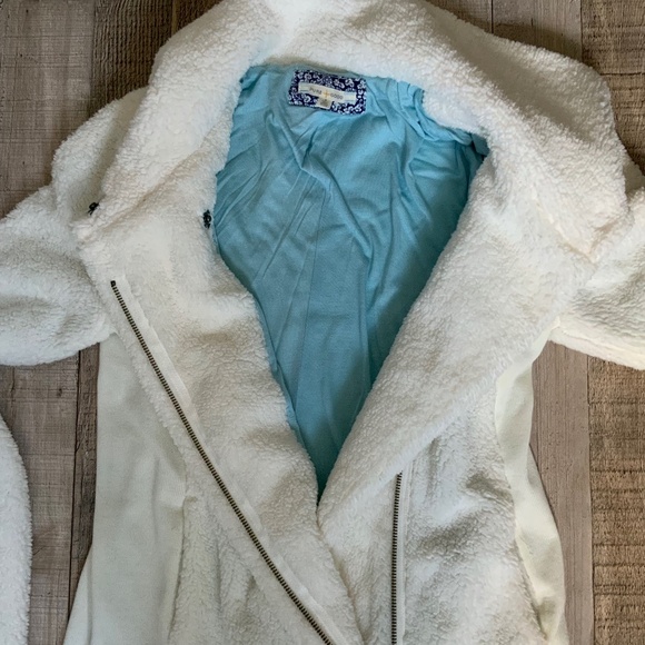Anthropologie Pure + Good Warm and Cozy Fleece Sherpa Moto Jacket SZ S - Picture 13 of 15